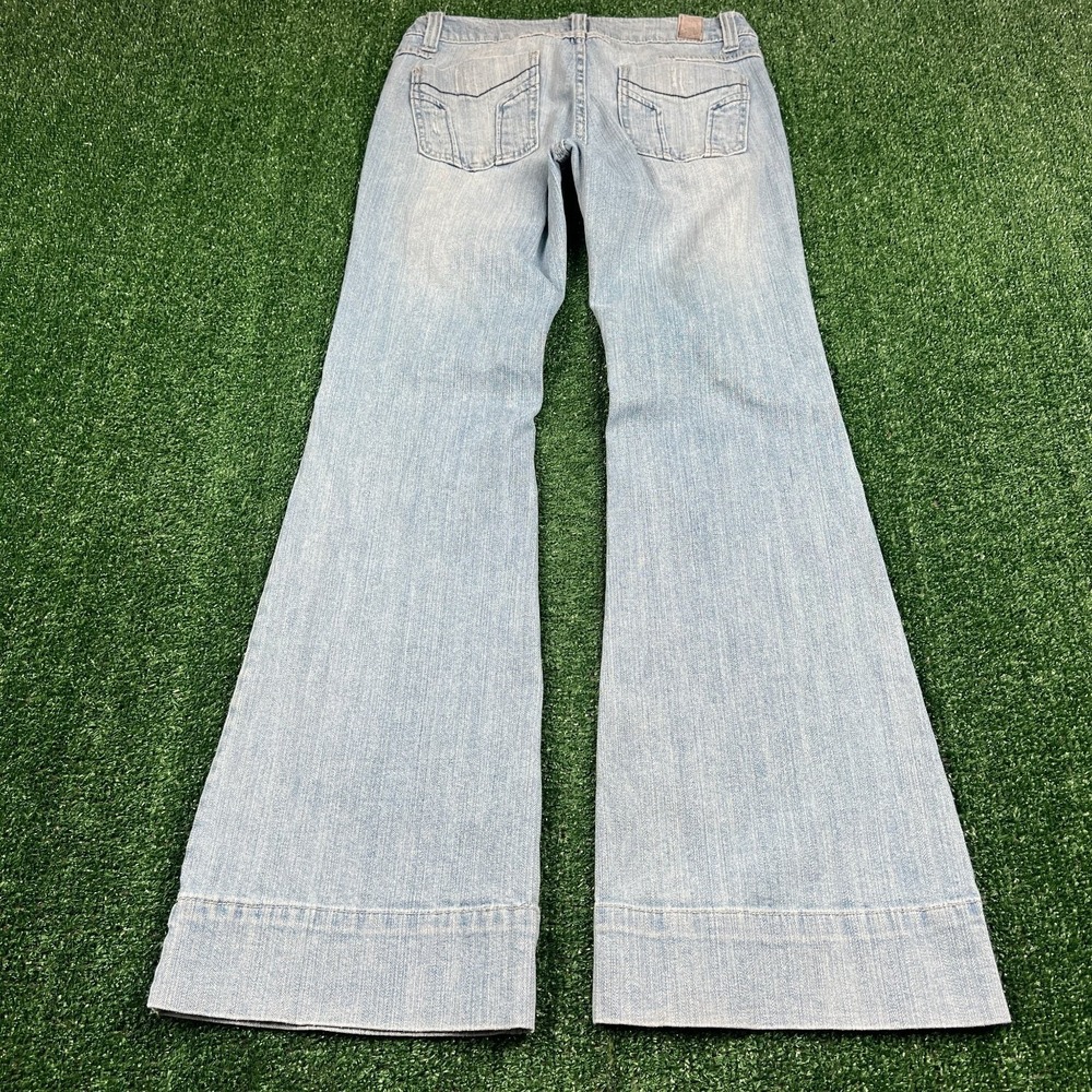 VTG Highway Jeans Fit & Flare Light Wash Sz 5 28x31" Low Rise Blue Distress Y2K
